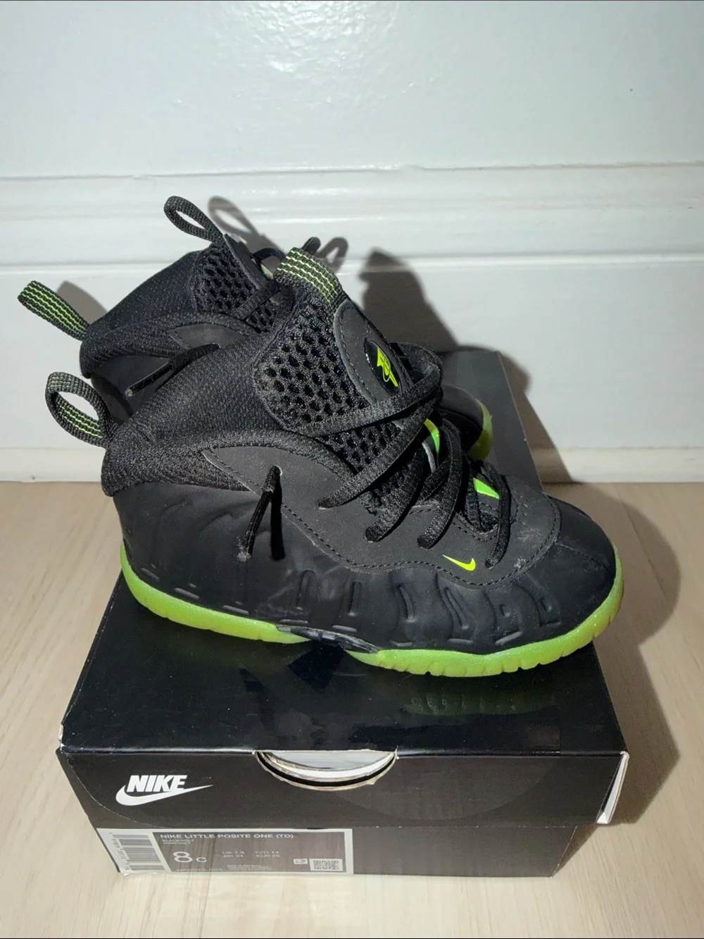 Nike Little Posite One Black/Volt (Black & Neon Green)